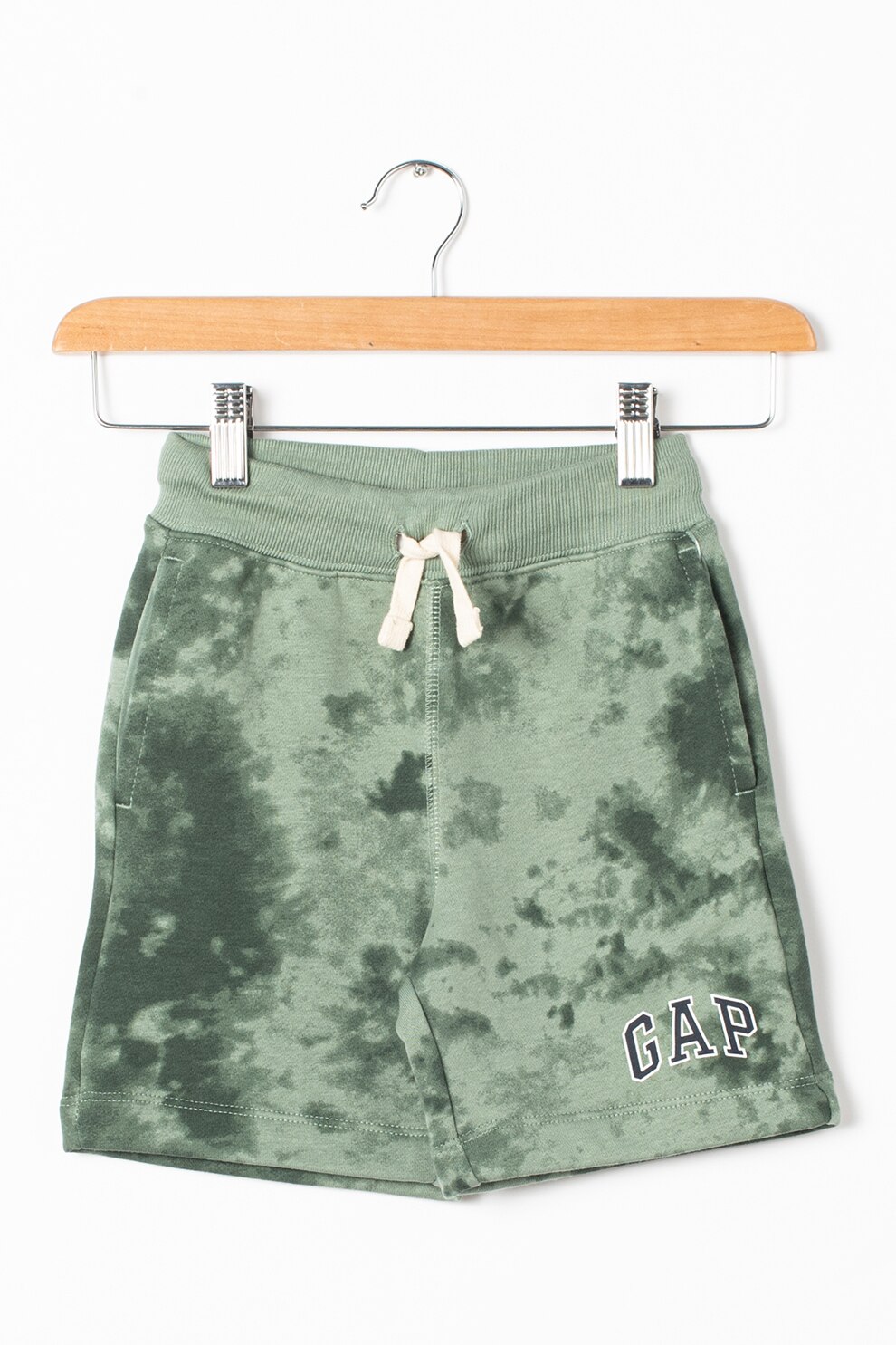 GAP, Pantaloni scurti cu snur de ajustare si model tie-dye, Verde/Bleumarin
