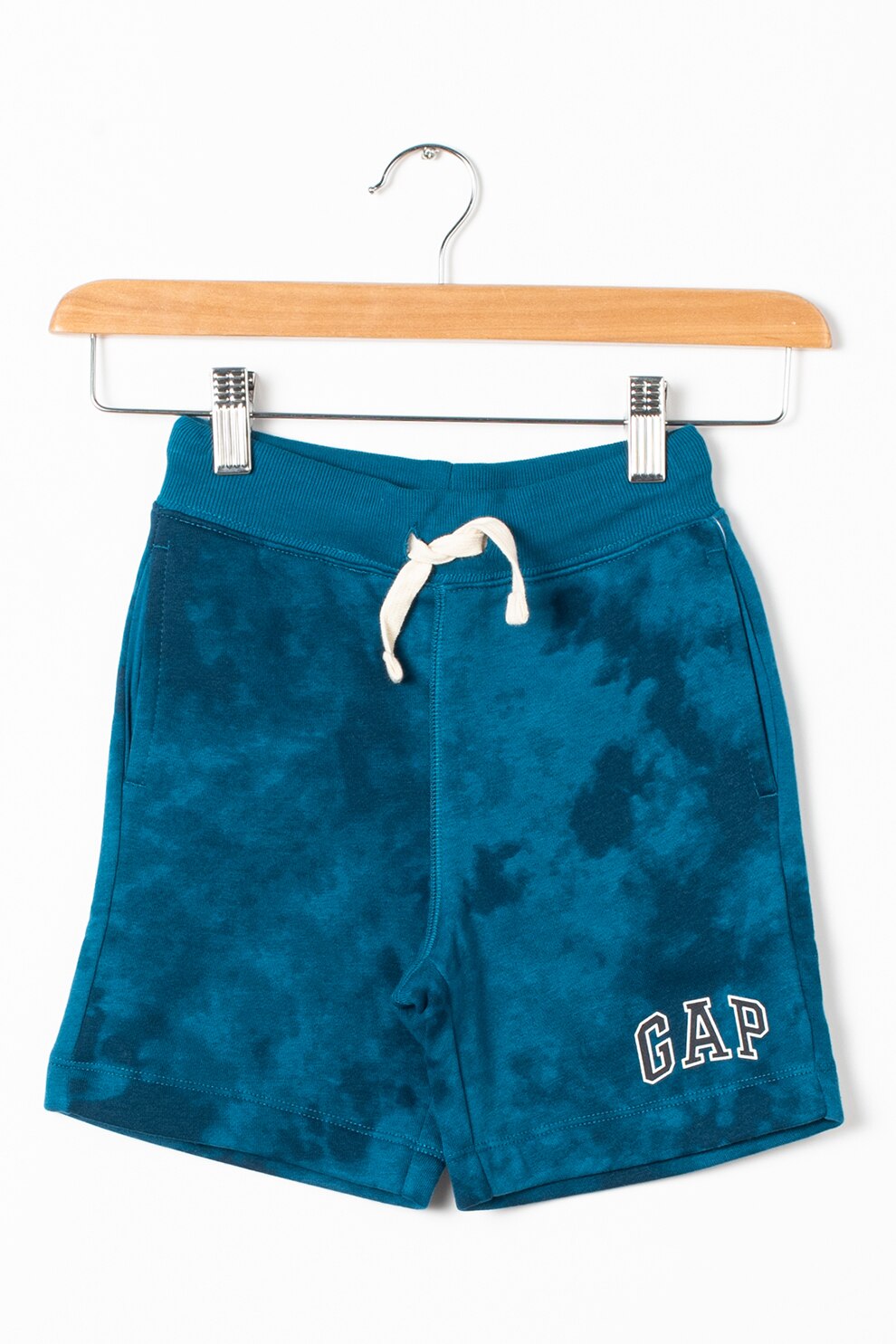 GAP, Pantaloni scurti cu snur de ajustare si model tie-dye, Albastru petrol