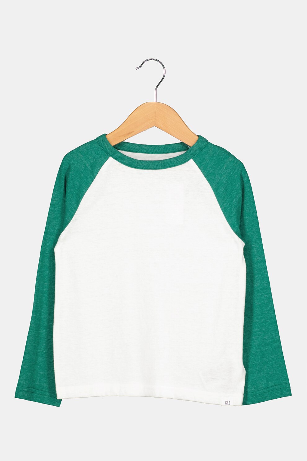 GAP, Bluza cu decolteu la baza gatului si maneci raglan, Alb/verde