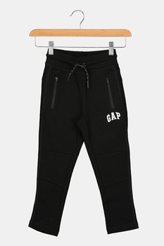 GAP, Pantaloni sport cu imprimeu logo, Negru/Alb