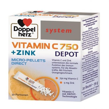 Supliment alimentar Vitamina C 750 + Zink Depot Direct Doppelherz, 20 plicuri Supliment alimentar Vitamina C 750 + Zink Depot Direct Doppelherz, 20 plicuri