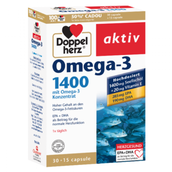 Supliment alimentar Omega 3 1400 mg Doppelherz, 30 + 15 capsule Supliment alimentar Omega 3 1400 mg Doppelherz, 30 + 15 capsule