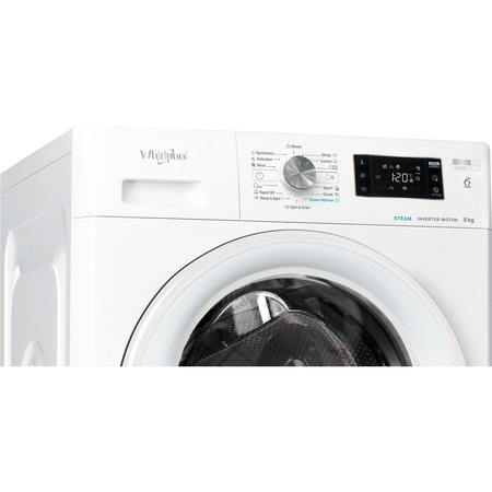 Masina de spalat rufe Whirlpool FreshCare+ FFB9458WVEE, 9kg, 1400 RPM, Clasa B, Steam Refresh, Tehnologia al-6lea Simt, Motor Inverter, Alb