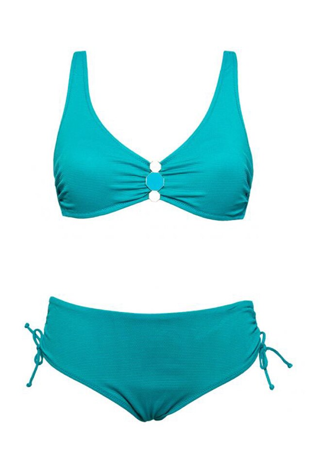 Costum de baie din doua piese format din sutien fara sarma, cu burete subtire si chilot cu talie reglabila, Lux, Intimamoda AS94, Albastru, 95B