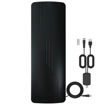 Antena TV digitala HD, Interior / Exterior, Receptor de semnal amplificat, Negru Antena TV digitala HD, Interior / Exterior, Receptor de semnal amplificat, Negru