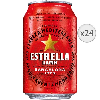 Bere Blonda Estrella Damm, Doza, 24 x 0.33l Bere Blonda Estrella Damm, Doza, 24 x 0.33l