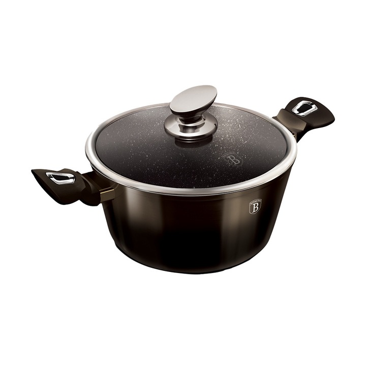Oala cu capac 28 cm Metallic Line Shiny Black Edition Berlinger Haus BH 6606
