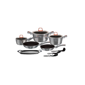 Set oale si tigai marmorate,14 piese, din aluminiu forjat Moonlight Collection Berlinger Haus BH 6021 Set oale si tigai marmorate,14 piese, din aluminiu forjat Moonlight Collection Berlinger Haus BH 6021