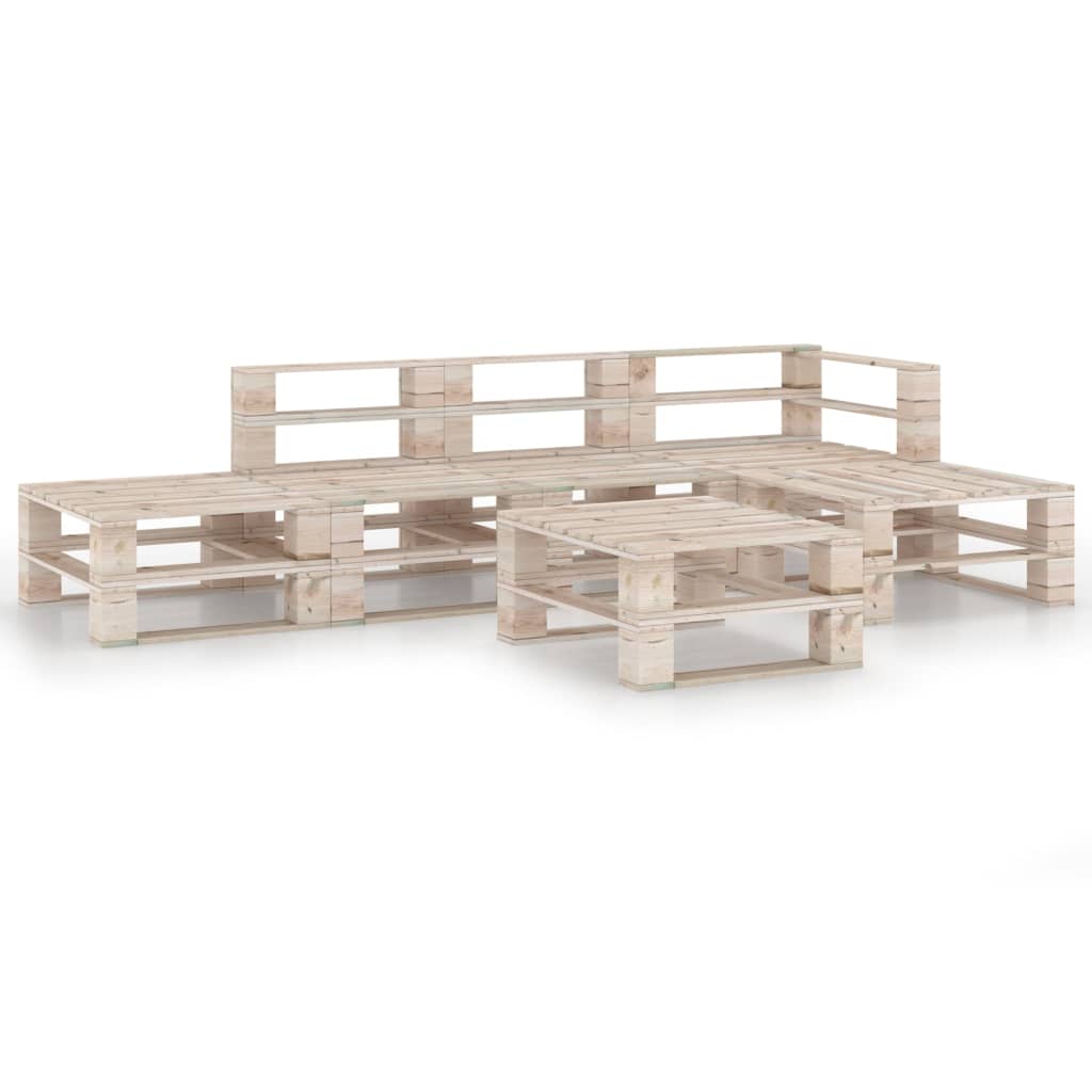 Mobilier de gradina din paleti cu 6 piese cu masa, vidaXL, Lemn, 70 x 67.5 x 62 cm, Maro