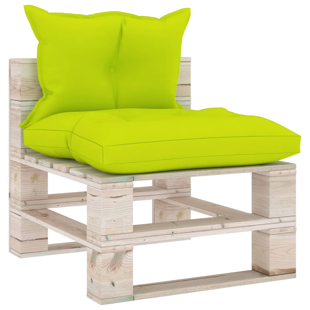 Canapea de mijloc din paleti cu perne pentru gradina vidaXL, Lemn, 60 x 69.4 x 62 cm, Verde deschis