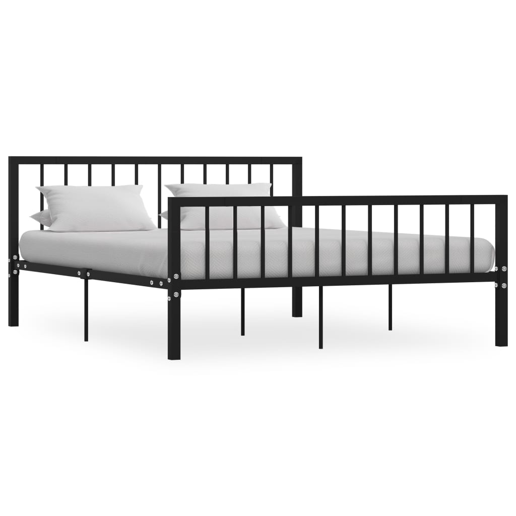 Cadru de pat vidaXL, Metal, 160 x 200 cm, Negru