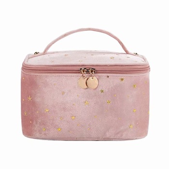 Portfard cu maner, 20.5 x 14 x 13 cm, Catifea, Roz Portfard cu maner, 20.5 x 14 x 13 cm, Catifea, Roz