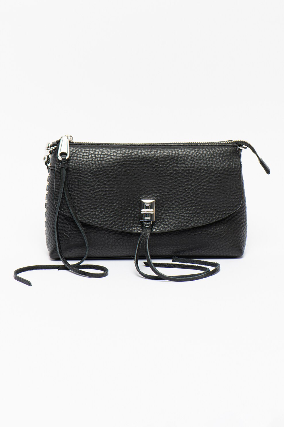 Rebecca Minkoff, Geanta crossbody de piele cu aspect texturat Darren, Negru