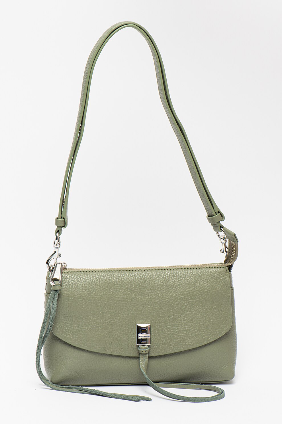 Rebecca Minkoff, Geanta crossbody de piele cu aspect texturat Darren, Verde feriga