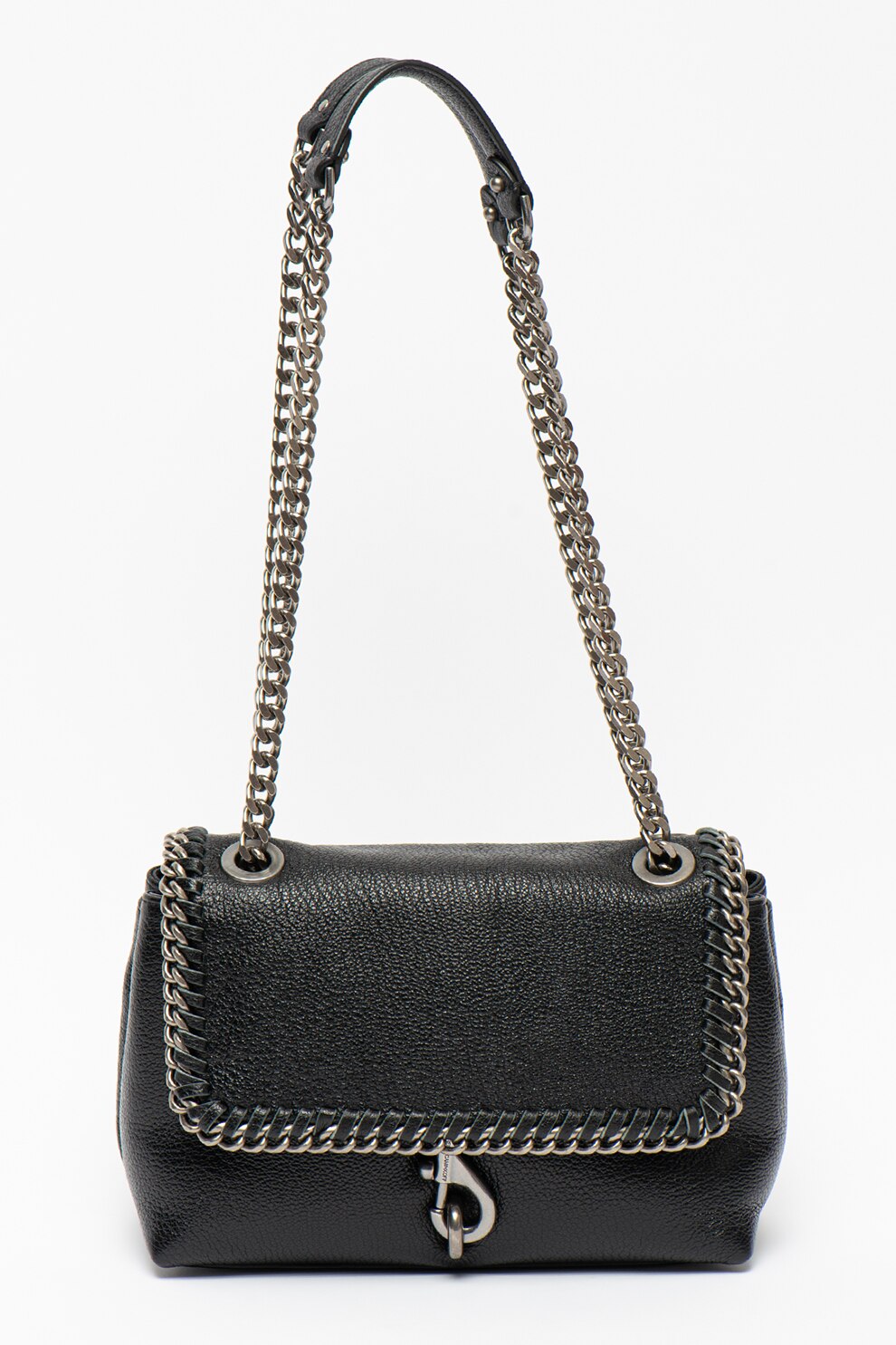 Rebecca Minkoff, Geanta de piele cu bareta de umar si detaliu din lant Edie, Negru