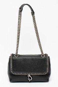Rebecca Minkoff, Geanta de piele cu bareta de umar si detaliu din lant Edie, Negru Rebecca Minkoff, Geanta de piele cu bareta de umar si detaliu din lant Edie, Negru