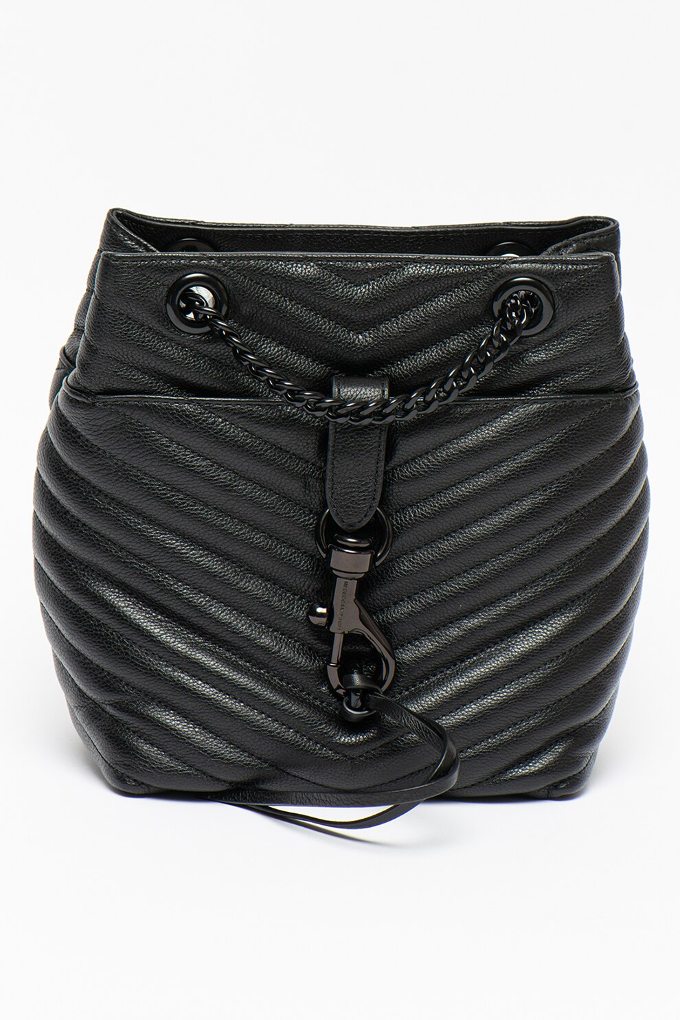 Rebecca Minkoff, Geanta bucket de piele cu aspect matlasat Edie, Negru