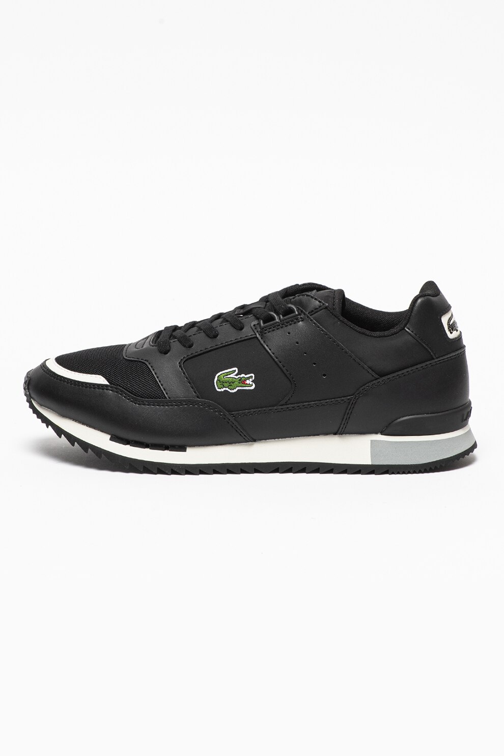 Lacoste, Pantofi sport cu insertii de piele ecologica Partner Piste, Negru