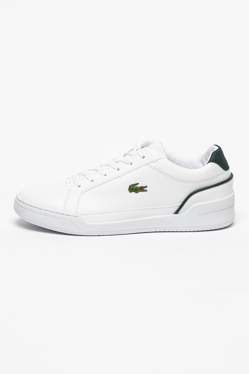 Lacoste, Pantofi sport de piele cu aplicatie logo Challenge, Alb