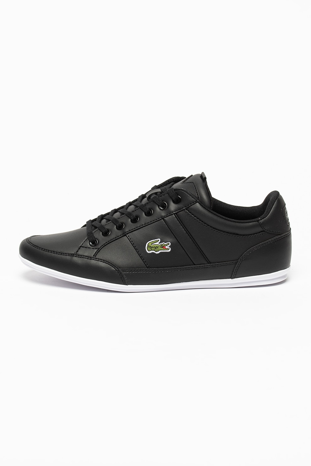 Lacoste, Pantofi sport de piele cu aplicatie logo Chaymon, Negru
