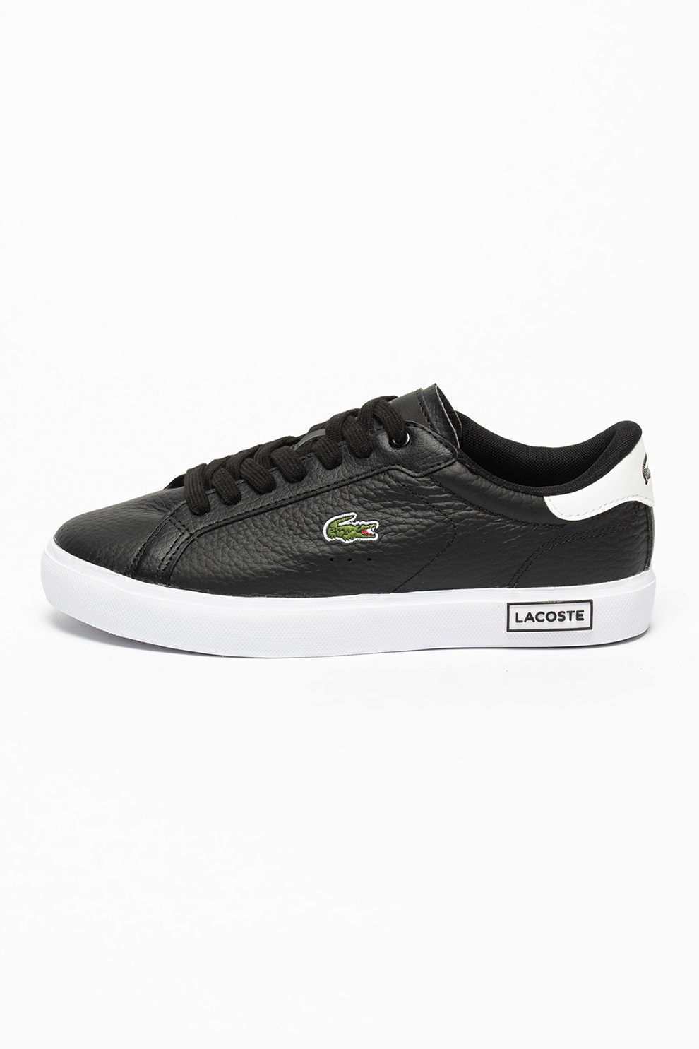 Lacoste, Pantofi sport de piele cu aspect texturat Power Court, Negru