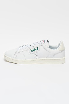 Lacoste, Pantofi sport de piele Masters Classics, Alb/verde Lacoste, Pantofi sport de piele Masters Classics, Alb/verde