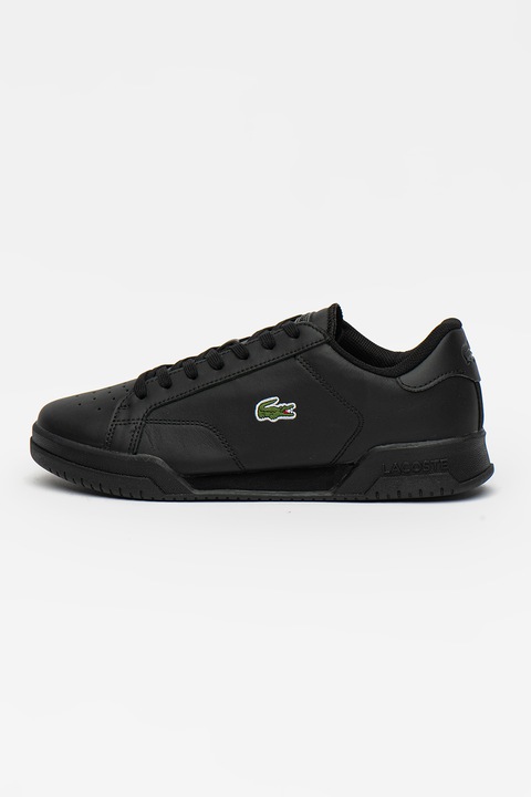 Lacoste, Спортни обувки Twin Serve от кожа, Зелен/Черен