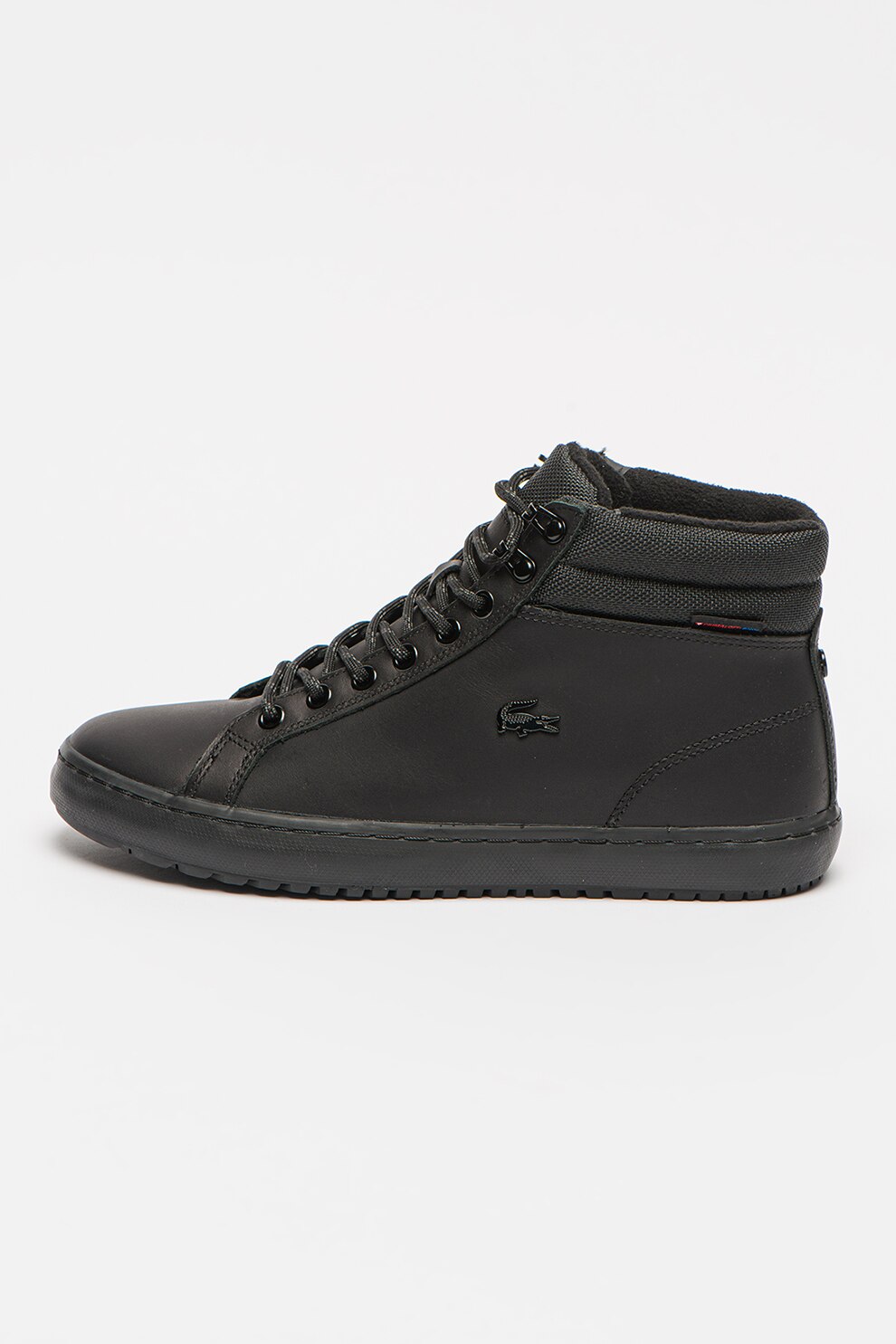 Lacoste, Pantofi sport mid-high de piele cu logo, Negru