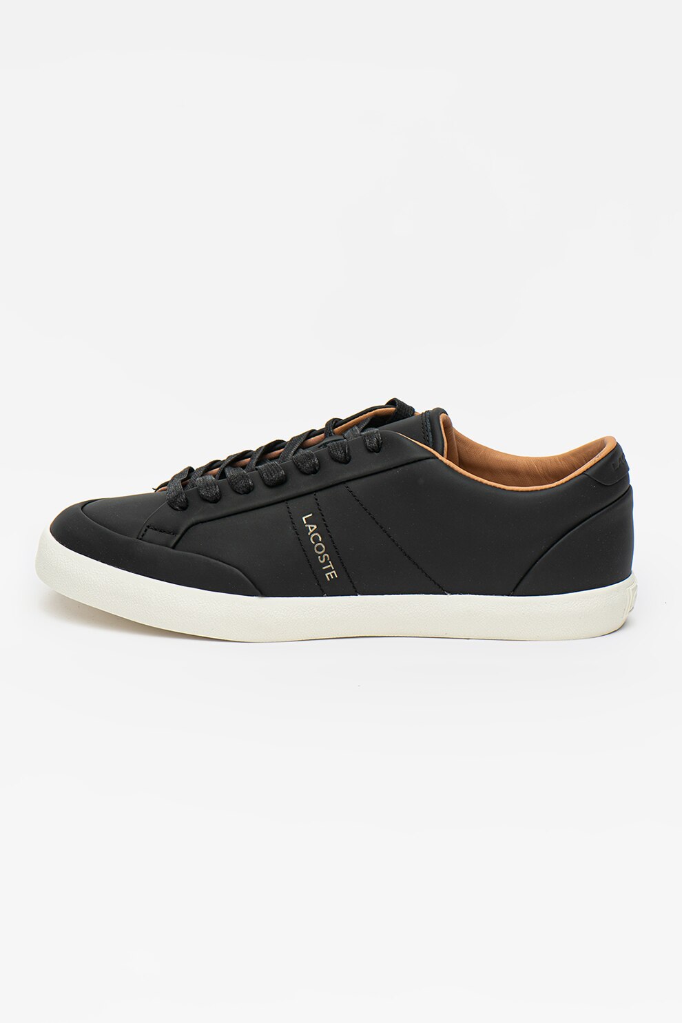 Lacoste, Pantofi sport din piele Coupole, Negru/Alb
