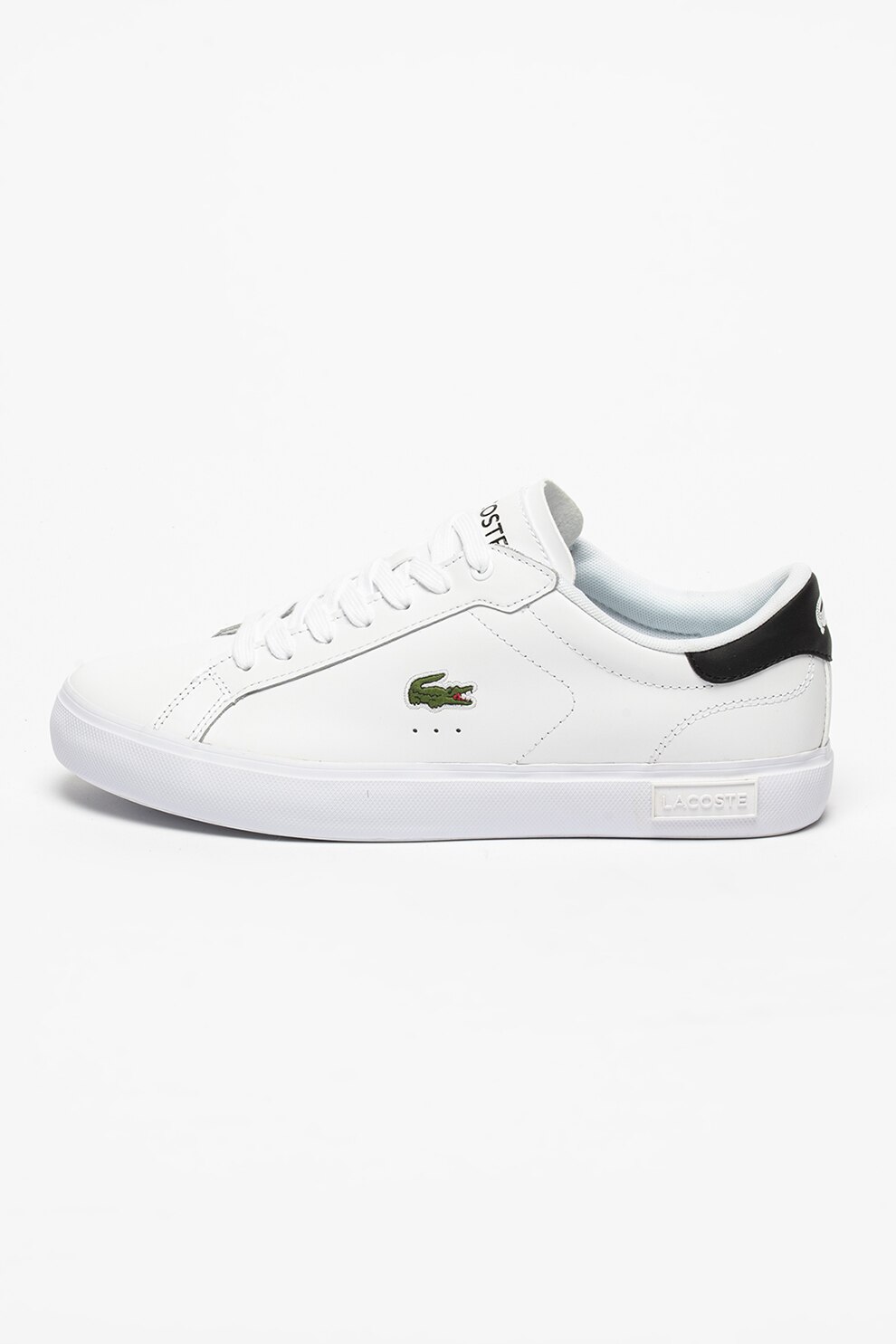 Lacoste, Pantofi sport de piele Powercourt, Alb