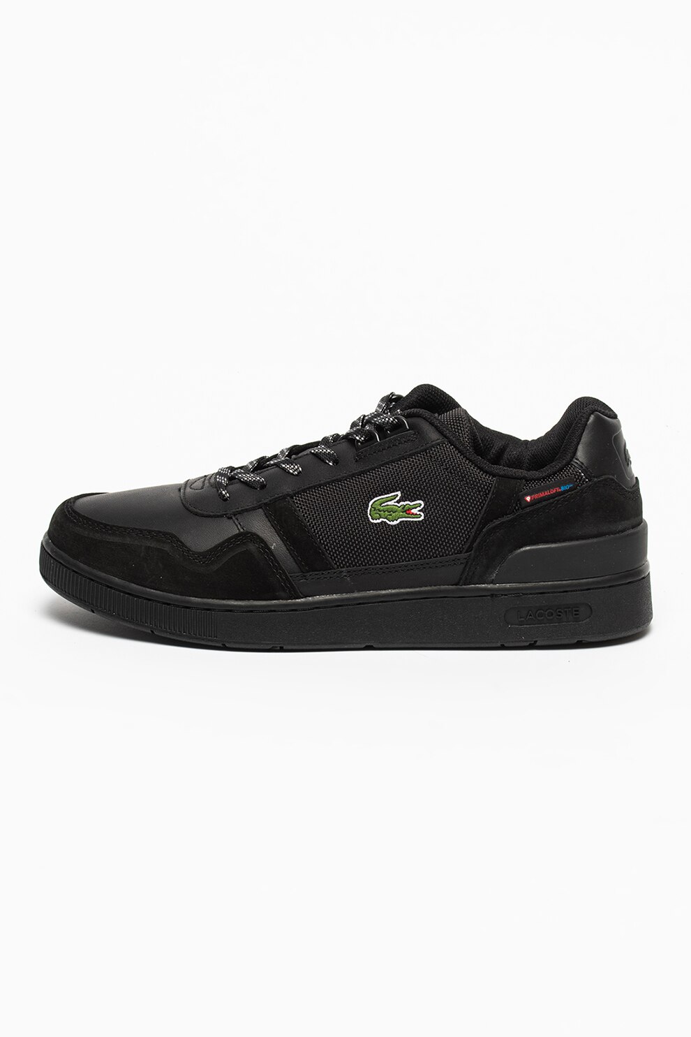 Lacoste, Pantofi sport de piele cu garnituri de piele intoarsa T-Clip, Negru