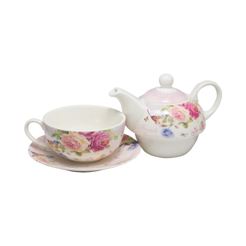 Ceainic cu ceasca Spring Flowers, Charisma, Portelan, 270 ml