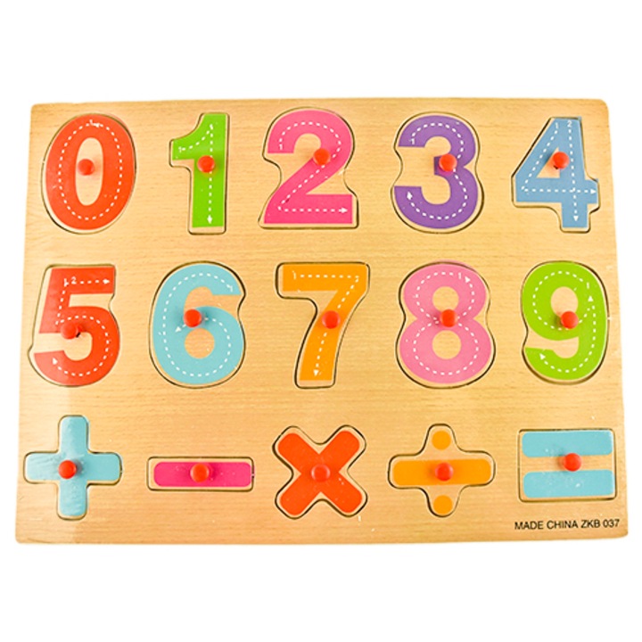Puzzle din lemn cu cifre "Invatam sa numaram", 15 piese