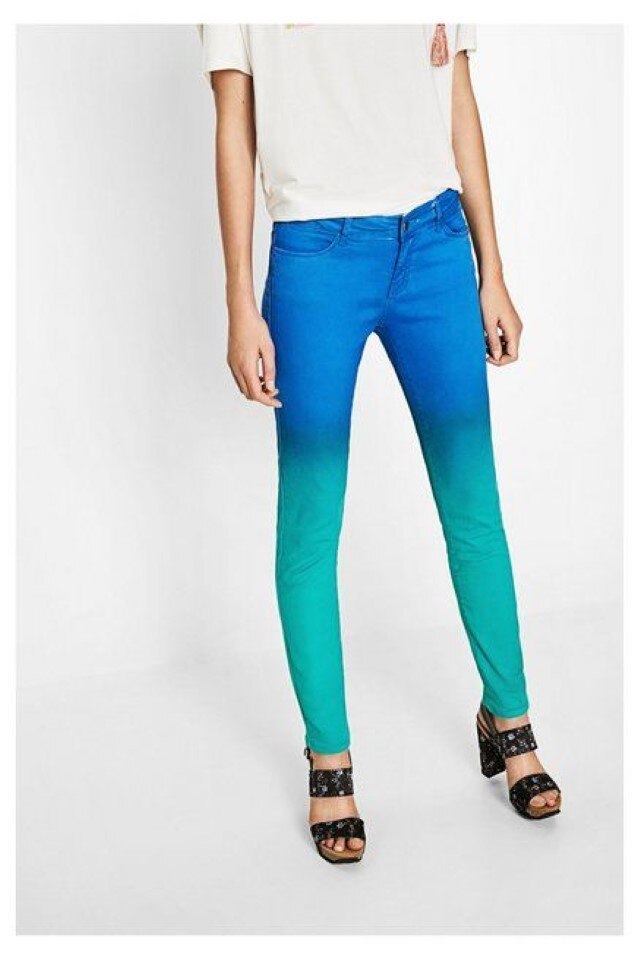 Pantaloni Desigual L, Albastru/Verde, 71P2JJ7, Albastru/Verde, L