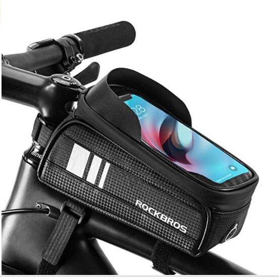 Geanta cu Suport pentru Telefon Mobil de pana la 6.5 inch Rockbros, Fibra de Carbon, Negru