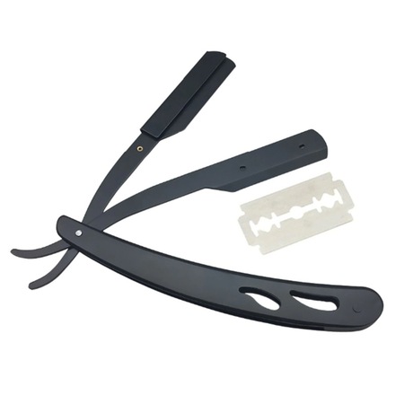 Brici profesional pentru barbierit si ras capilar, ASKSA, brici din otel inoxidabil, lungime 14 cm, negru
