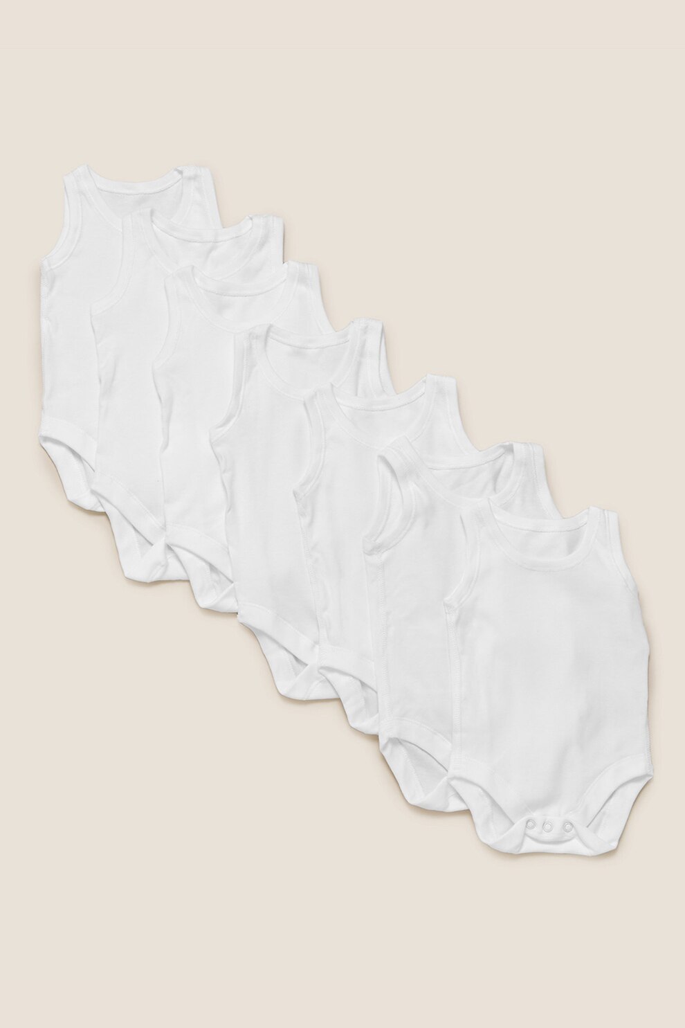 Marks & Spencer, Set de body-uri din bumbac - 7 piese, Alb, 50 CM