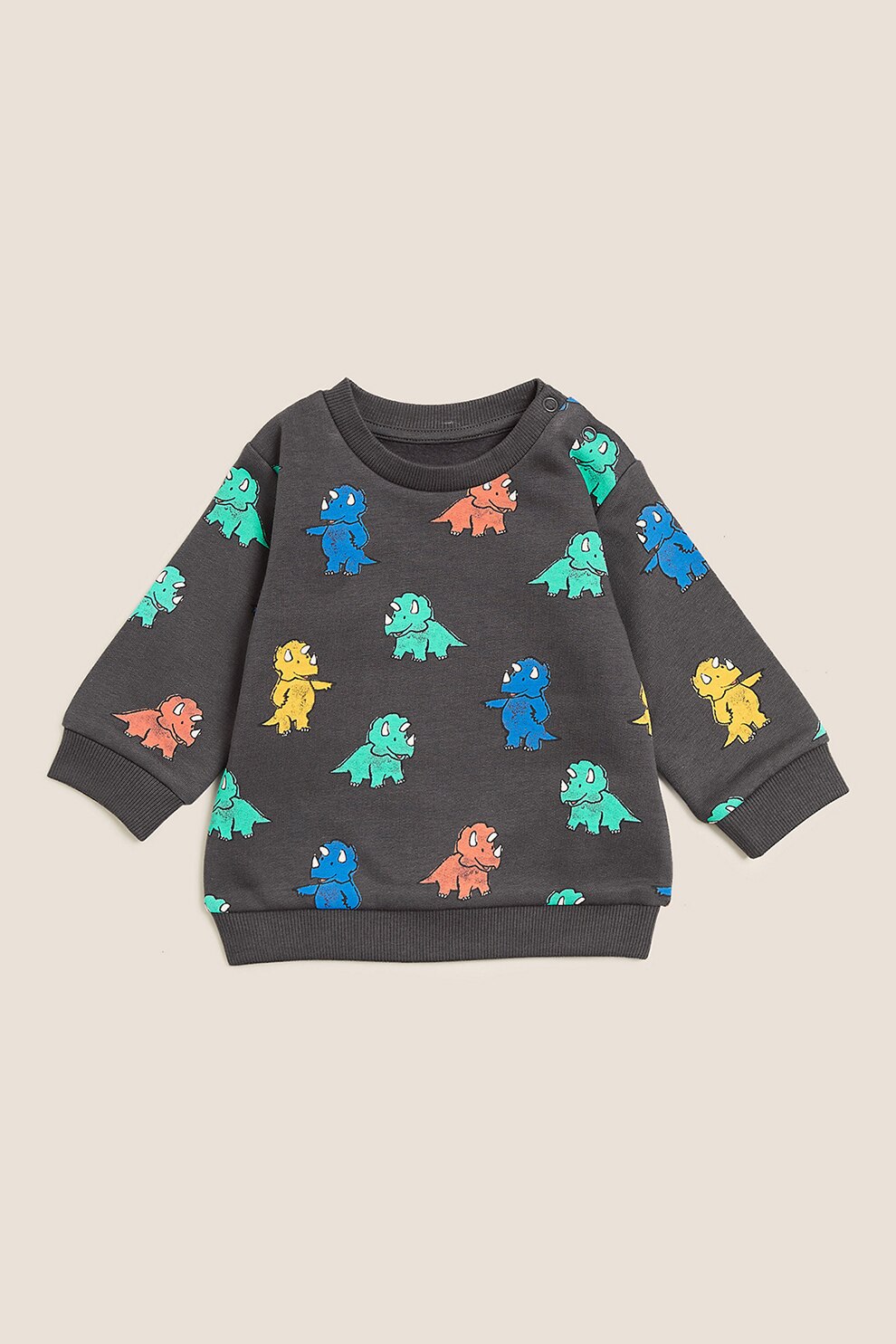 Marks & Spencer, Bluza sport cu decolteu la baza gatului si imprimeu, Gri antracit