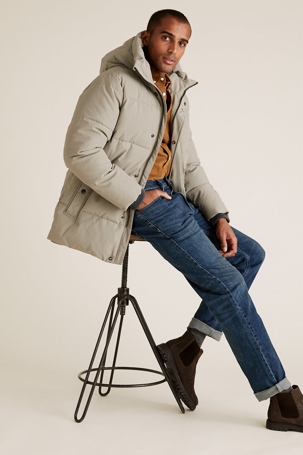 Marks & Spencer, Blugi elastici cu croiala dreapta, Albastru