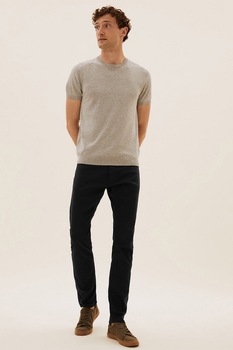 Marks & Spencer, Blugi slim fit cu talie medie, Negru stins Marks & Spencer, Blugi slim fit cu talie medie, Negru stins