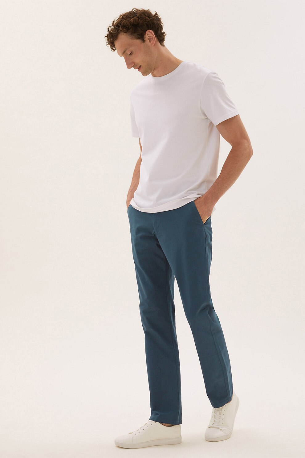 Marks & Spencer, Pantaloni chino regular fit, Albastru petrol