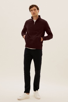 Marks & Spencer, Bluza sport cu fenta cu fermoar si buzunare laterale, Violet pruna