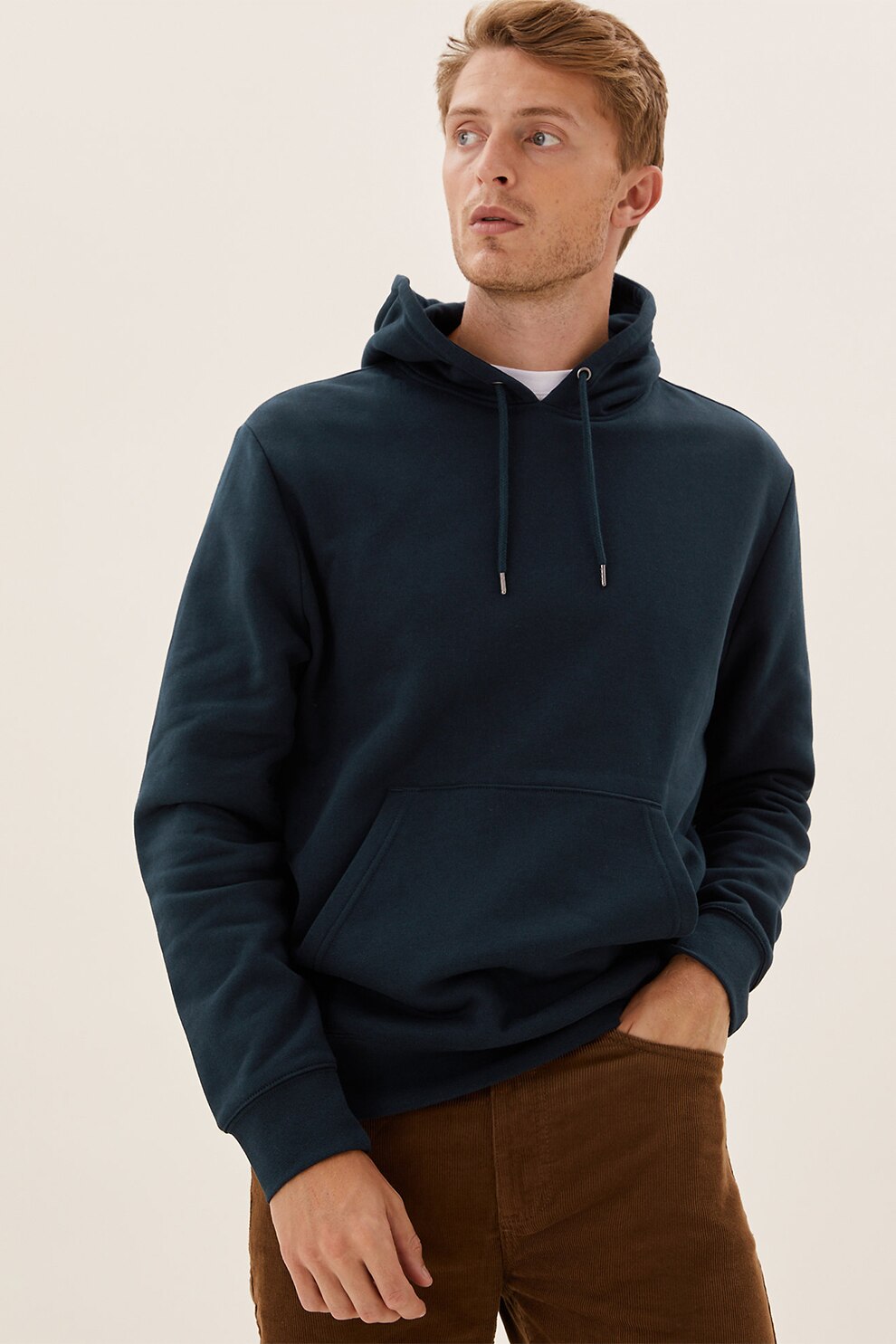 Marks & Spencer, Hanorac regular fit cu buzunar kangaroo, Albastru petrol