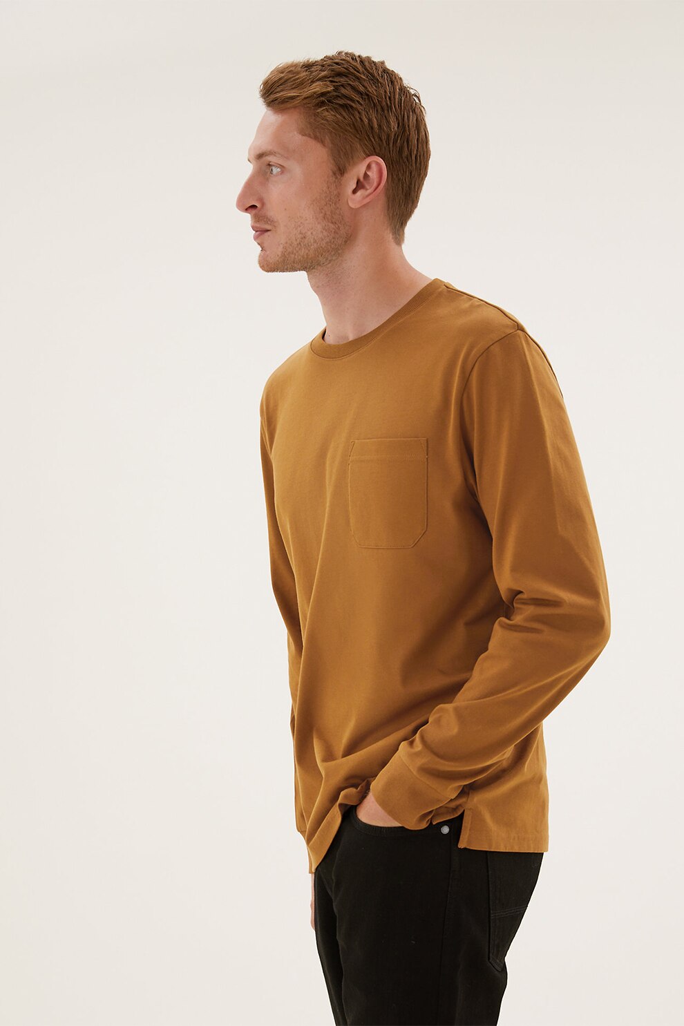 Marks & Spencer, Bluza cu decolteu la baza gatului si buzunar pe piept, Ocru