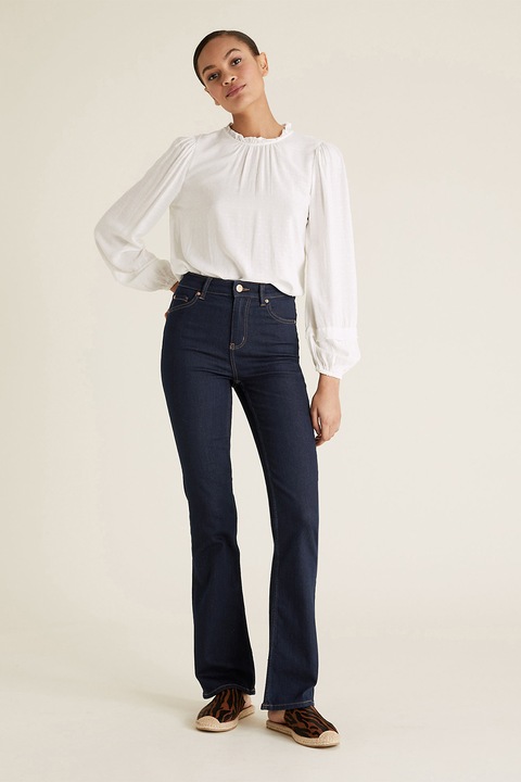 Marks & Spencer, Blugi bootcut cu talie inalta Eva, Albastru inchis, 8