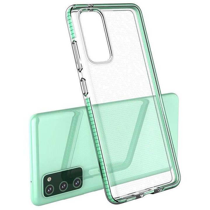 Калъф Spring Case clear TPU с цветна рамка за Samsung Galaxy A72 4G, ментов