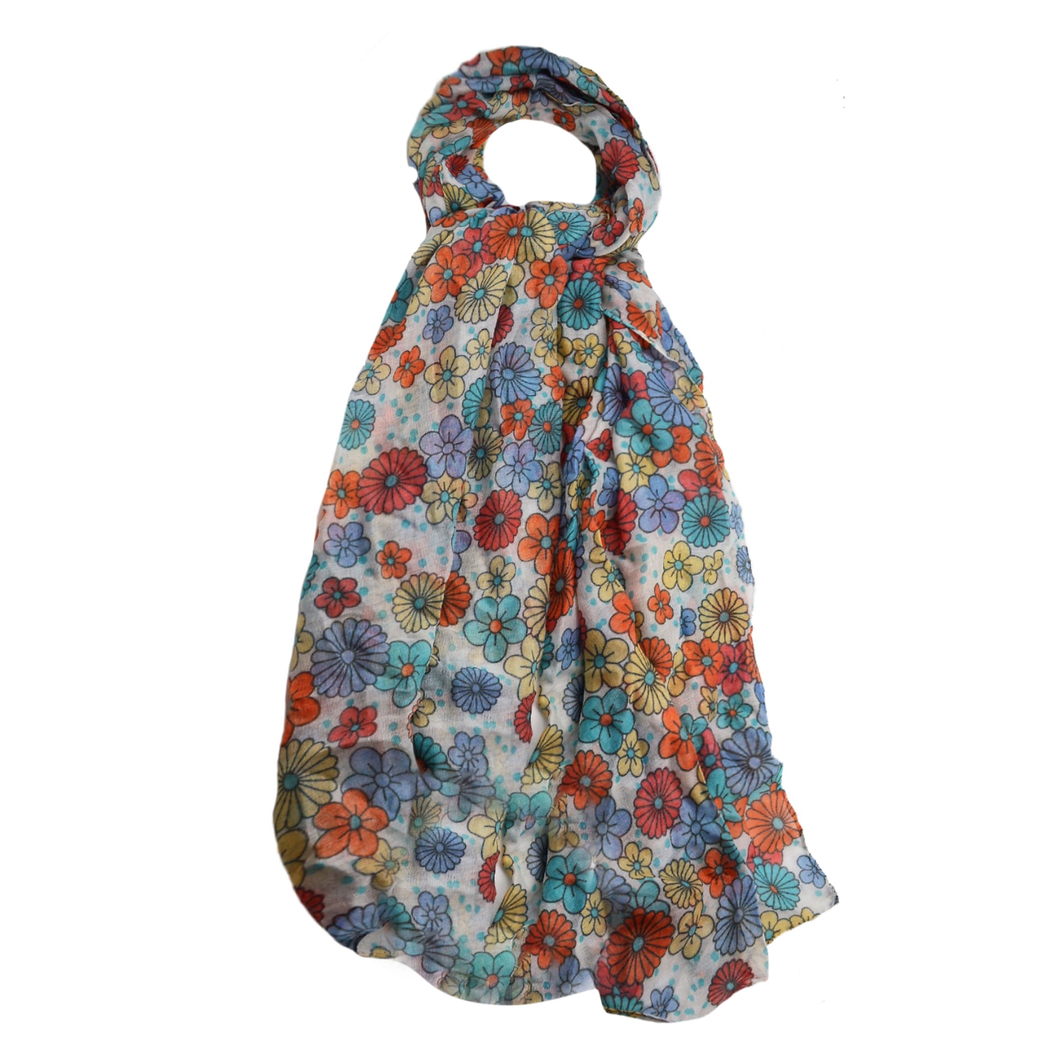 Esarfa FLOWERS 170x90cm , 80% Bumbac 20% Poliester, Multicolor