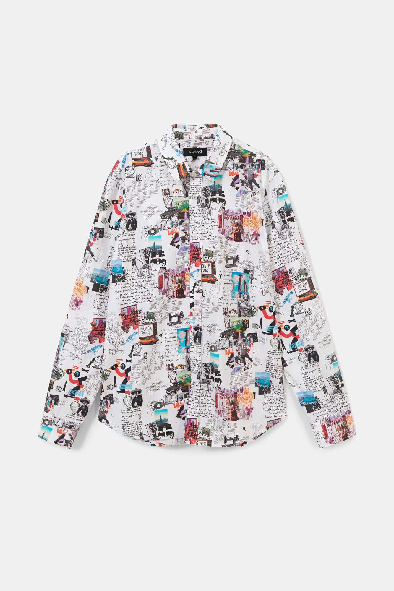 Camasa slim fit barbati, Desigual, Imprimeu grafic, Multicolor