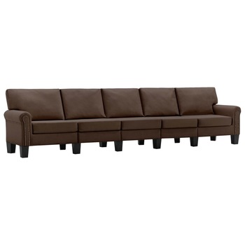 Canapea tapitata cu 5 locuri vidaXL, Tesatura, 310 x 70 x 75 cm Maro Canapea tapitata cu 5 locuri vidaXL, Tesatura, 310 x 70 x 75 cm Maro