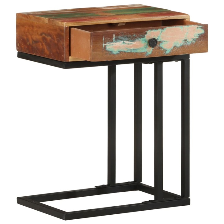 Masa laterala forma U vidaXL, 45 x 30 x 61 cm, lemn masiv reciclat, 8.02 kg 289092